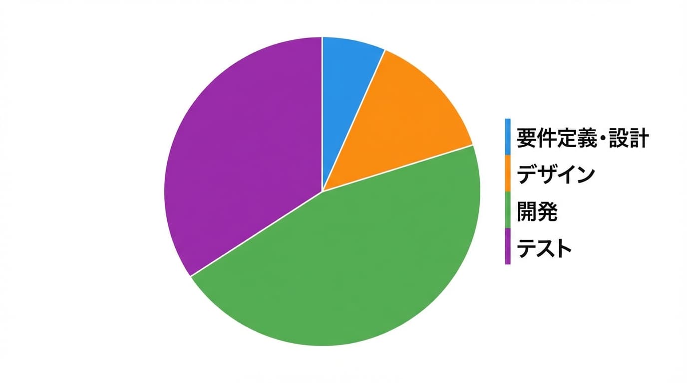 開発工程毎での外注費用内訳の割合をグラフにしています。