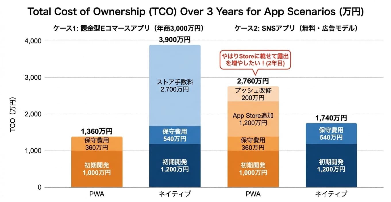 TCOによるコスト比較のグラフです。